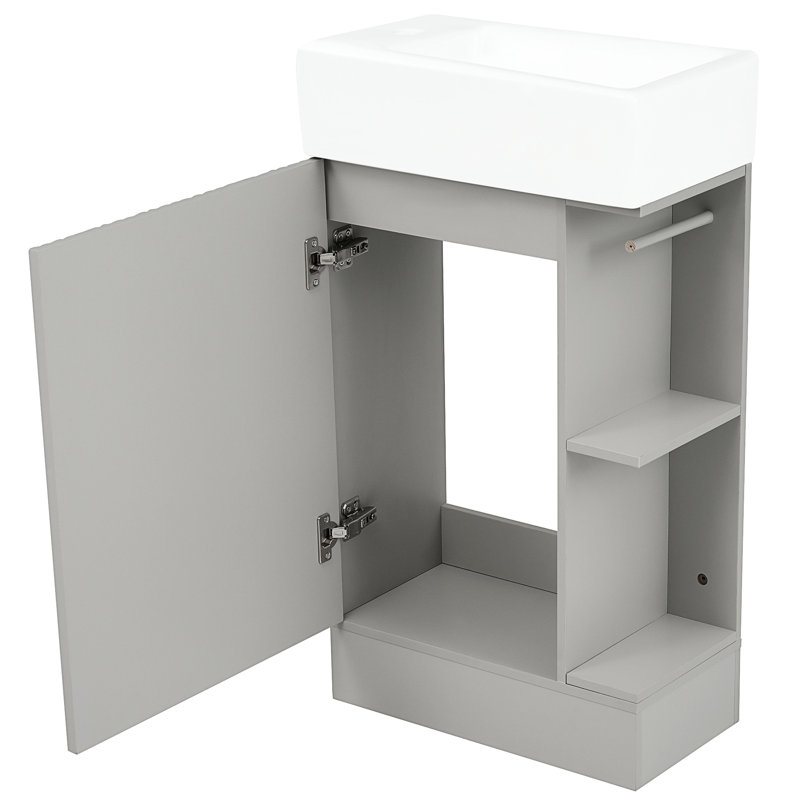 Meuble-lavabo gris avec tablette 18,6 po, Gris