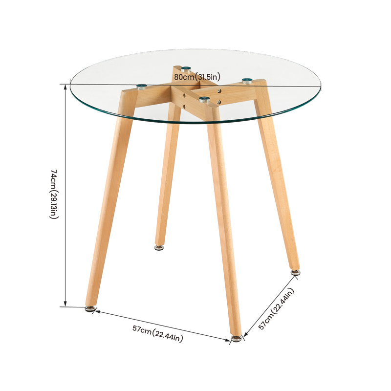 Placerville Round Glass Top Dining Table with Wood Base