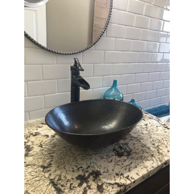 Lavabo de salle de bain ovale en cuivre 17 po, robinet de pompe 13 po inclus