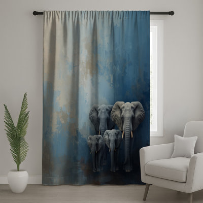 Rideaux éléphants et voilages éléphants - 1 panneau