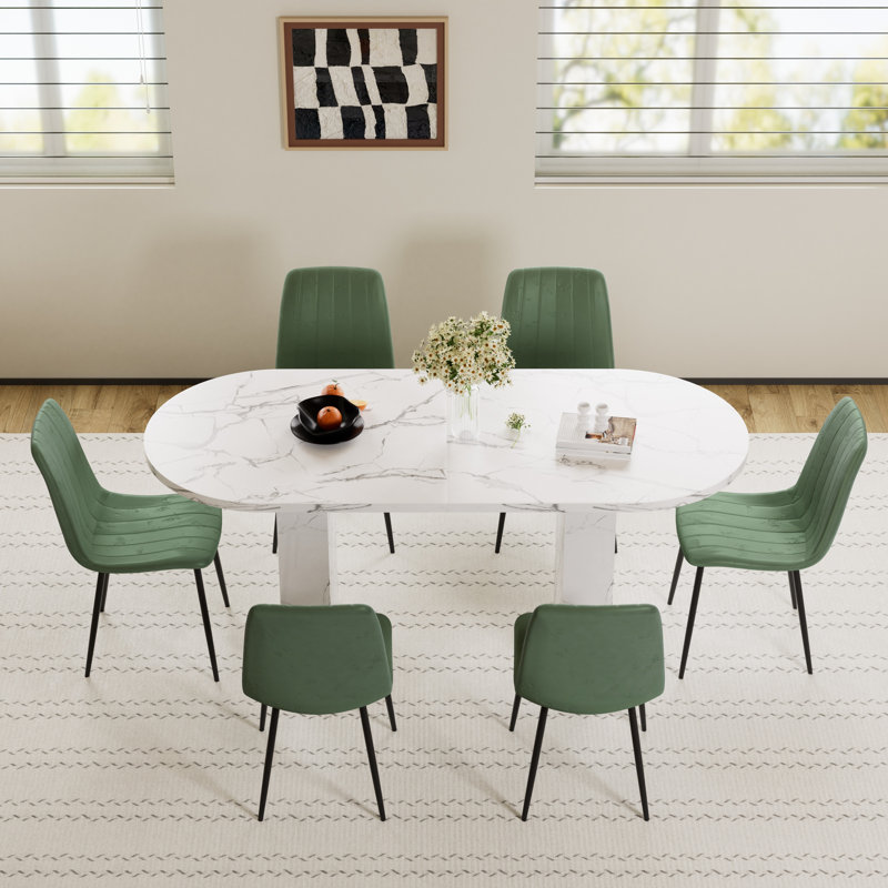 Ensemble de table de salle à manger ovale avec 4 à 6 chaises assorties pour la salle à manger, 7 pièces : table, 6 chaises