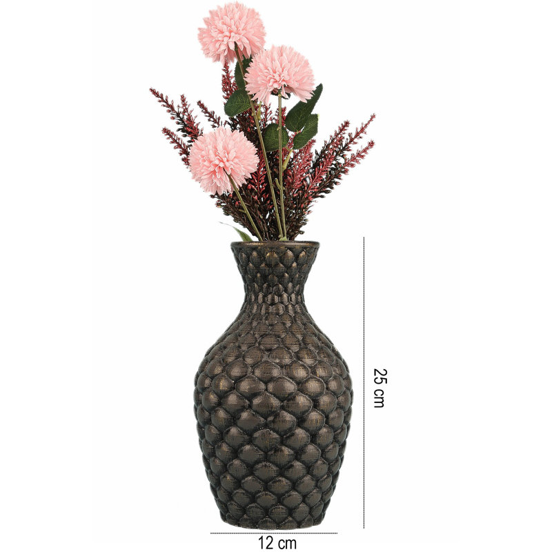 Pot décoratif peint à la main, corps en céramique, 4,7 po de diamètre x 9,8 po de hauteur | Brun élégant | Parfait pour les plantes d'intérieur et la décoration intérieure | Conception unique pour rehausser tout espace, durable et élégante