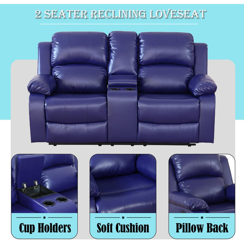 Causeuse inclinable manuelle 68 ", Bleu