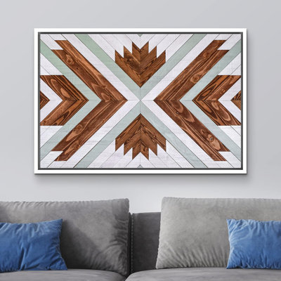 Geometric Western Shape " Brown Gray Wood Effect Pattern Collage Nature Modern Art Western Wall Decor Office "