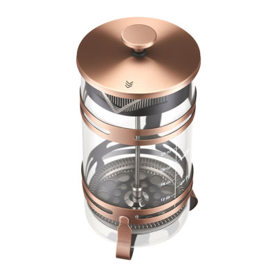 34 Oz Borosilicate Glass French Press Coffee Maker with Copper Finish - Heat Resistant Tea Infuser & Espresso Plunger