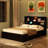 Twin Size Wood Platform Bed With Bookcase Headboard-1420280087
