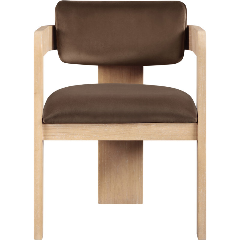 Sacha Frink Upholstered Dining Arm Chair, Natural, Brown Velvet