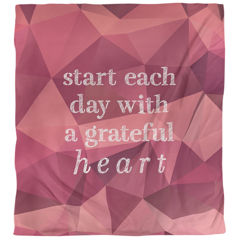 Housse de couette simple à citation gratitude, Housse de couette pour grand lit, Tourmaline rose
