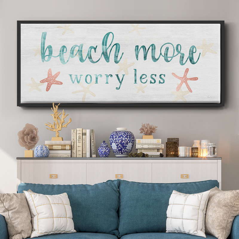 Beach More- Framed Canvas, 20" H x 50" W
