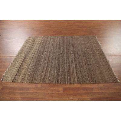 All-Over Striped Brown Kilim  Rug 5x7