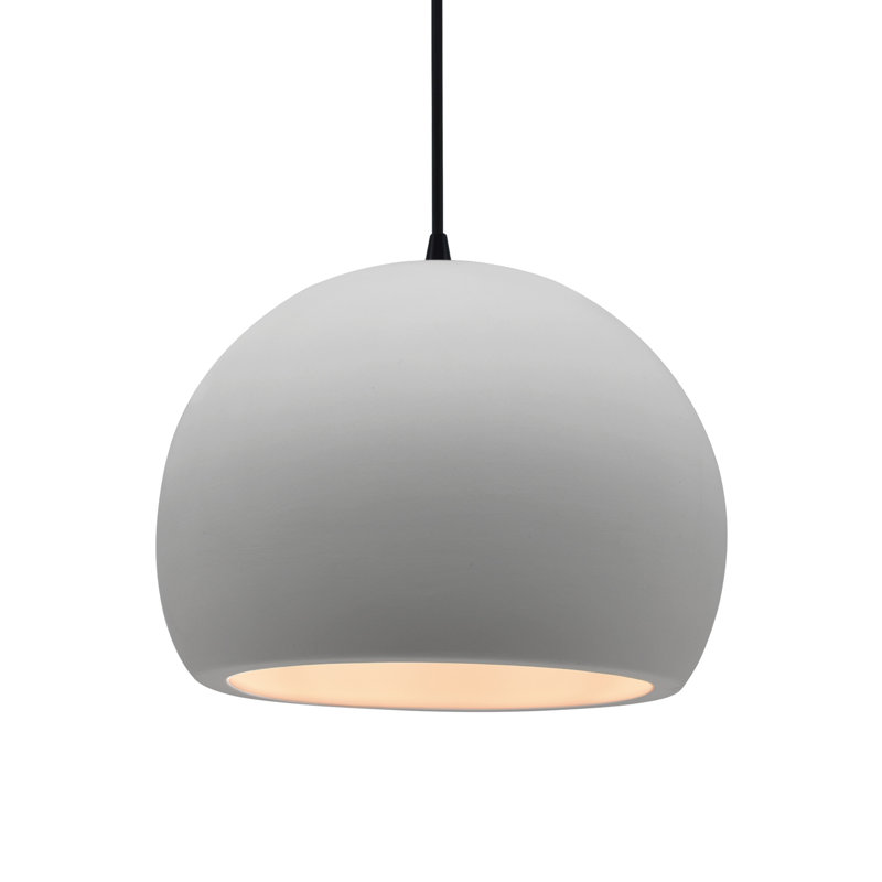 Luminaire suspendu à 1 lumière Aschwin, H 9,25 po x l 12,25 po x P 12,25 po, Bisque, Noir mat