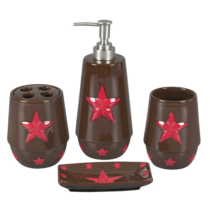 Ensemble de salle de bain Western Rustic Star, Rouge