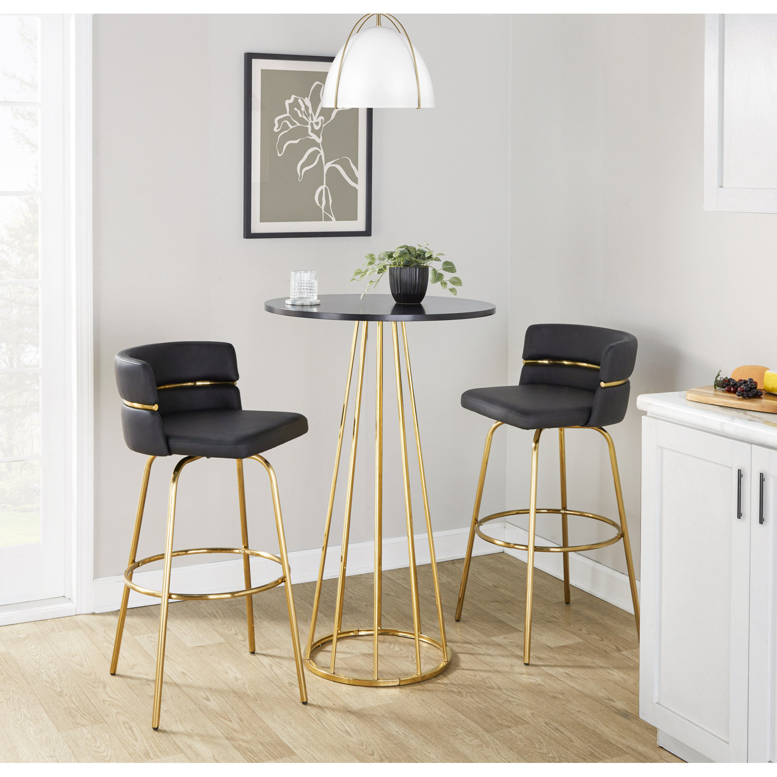 Canary Cosmo Counter Table, Black, Gold, 42"