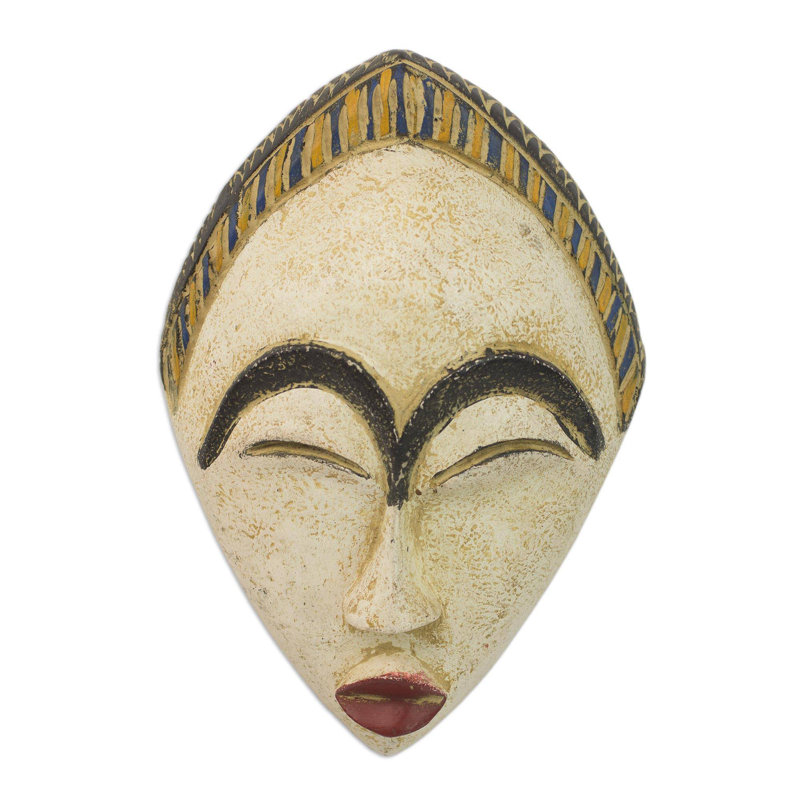 Décoration murale masque africain, Blanc