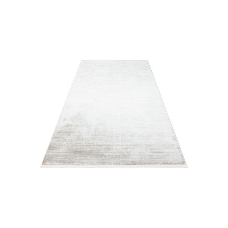 Tapis argenté en polyester tissé à la machine Bedner, Rectangle 9 pi 10 po x 13 pi 1 po