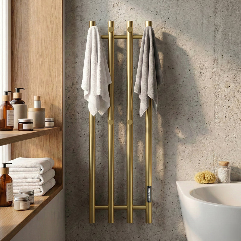 Electric Heated Towel Warmer Rack Wall Mounted Towel Rack, Gold