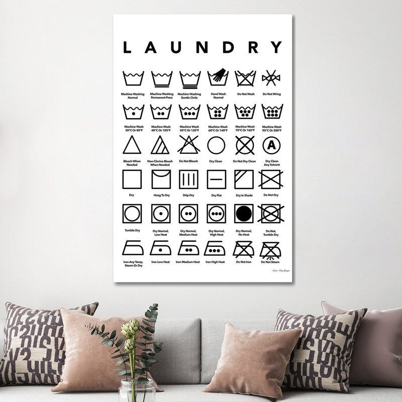 Laundry Symbols by Seven Trees - Wrapped Canvas Print, 152.5 cm H x 101.5 cm W