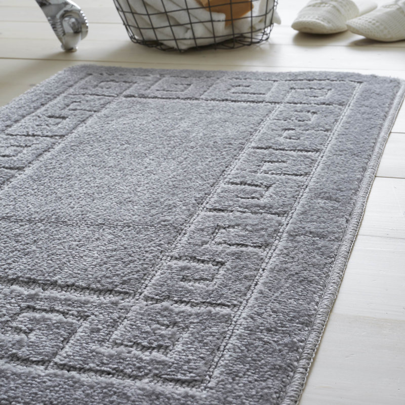 2 Piece Set Rectangle/U-shaped Bath Mat, Silver