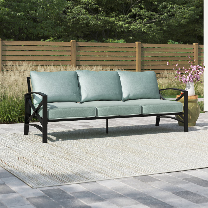 Canapé de patio avec coussins Marple, Brume, Bronze huilé