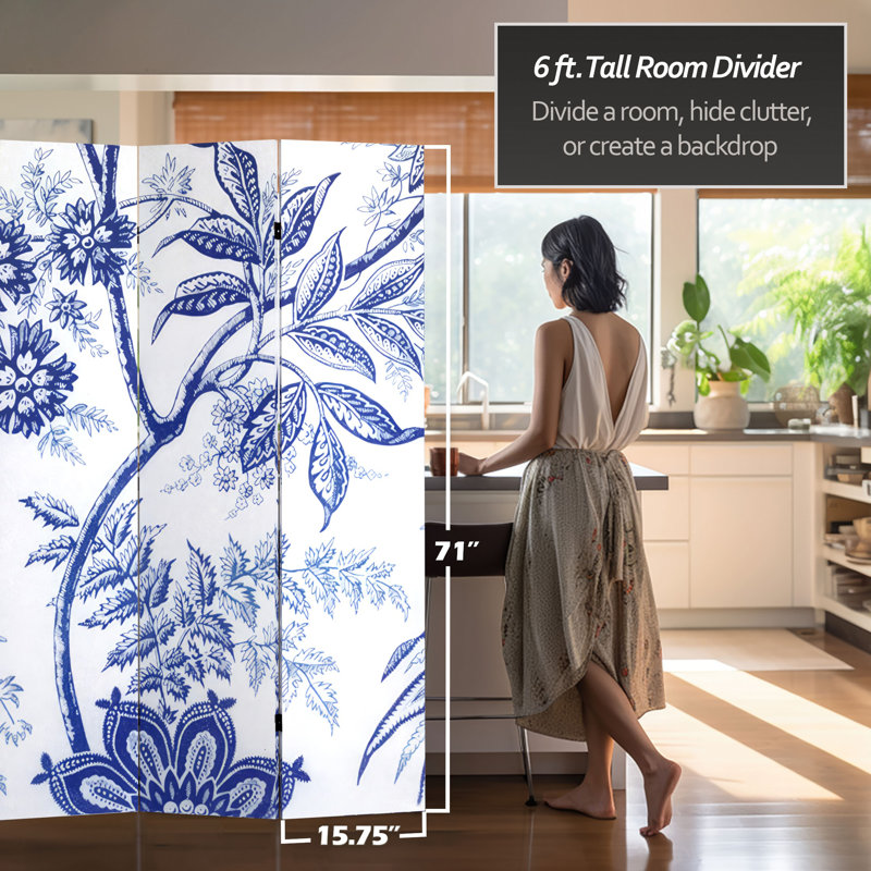 Paravent Blue Toile, Toile bleue