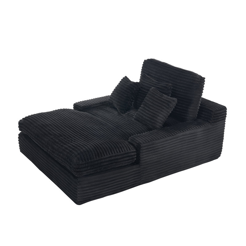 Canapé-lit simple l 53,54 po, Velours côtelé noir