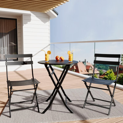 3-Piece Folding Bistro Set, Foldable Patio Furniture Set With Premium Frame, Outdoor Bistro Table And Chairs Set Of 2