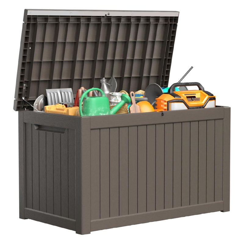 Solution de rangement multifonctionnelle en résine 280 gallons pour l'extérieur, Brun
