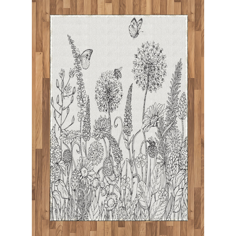 Floral High Density Long Fiber Poly Threads Decorative Area Rug Carpet, Rectangle 4' x 5'8"