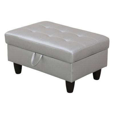 Faux Leather Storage Ottoman