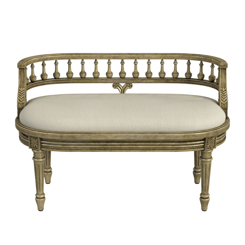 Hathaway 37" Upholstered Bench, Antique Beige