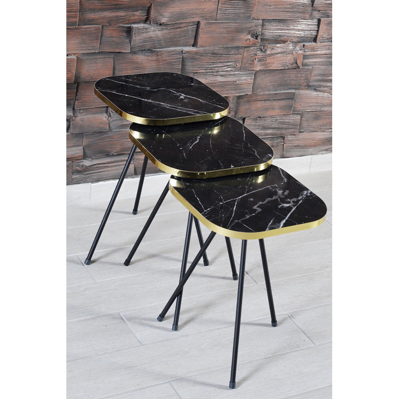 Keziah 14cm Console Table, Black Marble