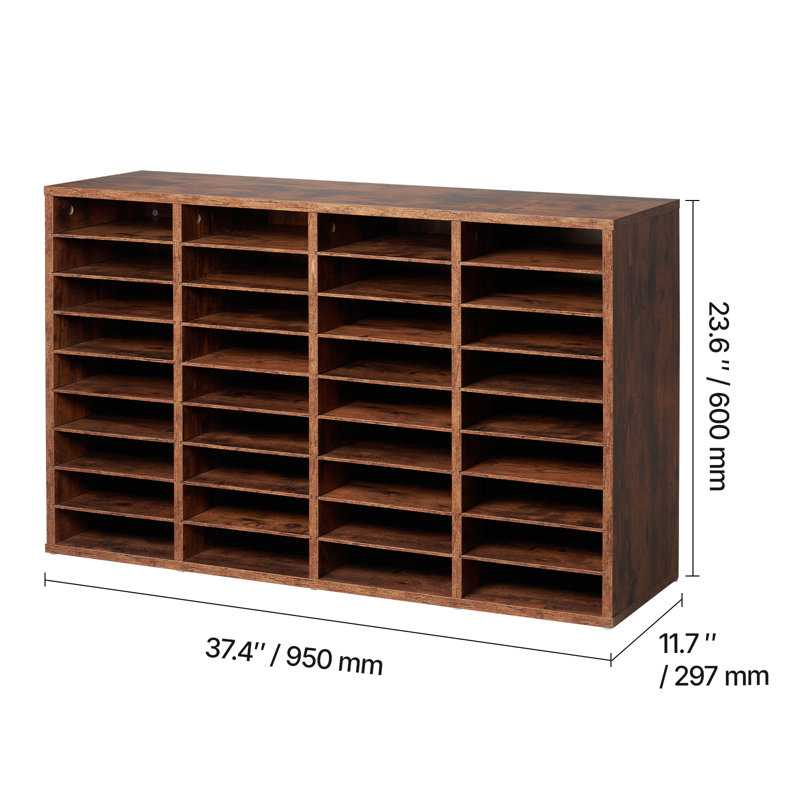 Organisateur de documents, boîte aux lettres de bureau à 36 compartiments avec tablettes amovibles, trieur de boîtes aux lettres en bois