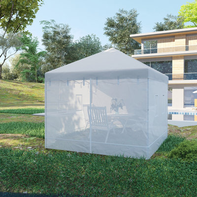 Pop Up Canopy Walls, Universal Replacement Netting, Set Of 4 Mesh Screen Sidewalls, Patio Netting With 6 Service Windows And 1 Door For 10' X 10' Canopy Tent