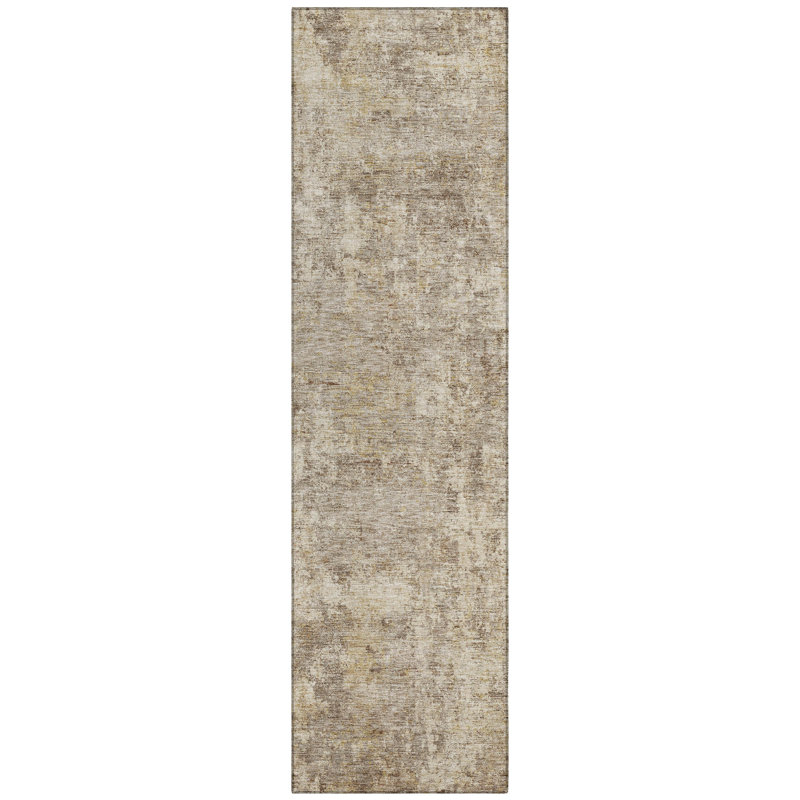 Machine Washable Indoor/Outdoor Xhevrie Taupe Rug, Runner 2'3" x 7'6"