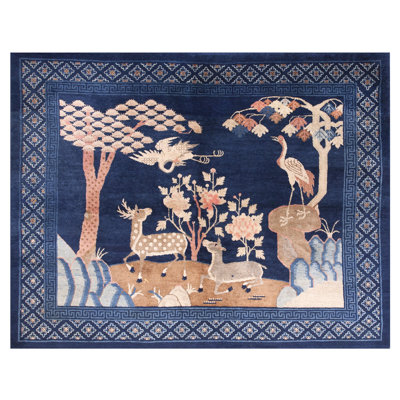 Tapis Baotou antique à motif de grues chinoises et de cerfs