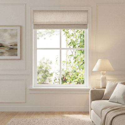 Mira Neutral Room Darkening Single 27x64" Cordless Roman Shade