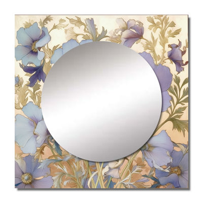 Retro Collage Blooming Chrysanthemum - Wildflowers Large Square Mirror Wall Decor For Bedroom