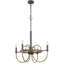 Lustre candélabre 4 lumières, base en bois, bronze et métal gris 24 pouces-125317843-125317844-125317846
