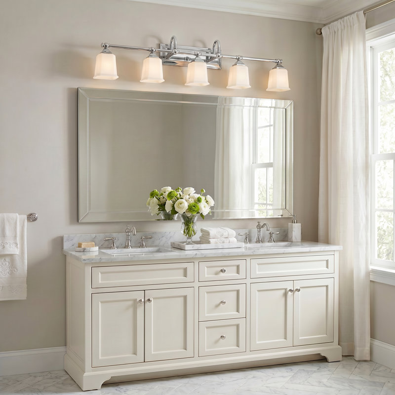 Nicholas 5-Light Polished Chrome Vanity Light, Polished Chrome, Etched