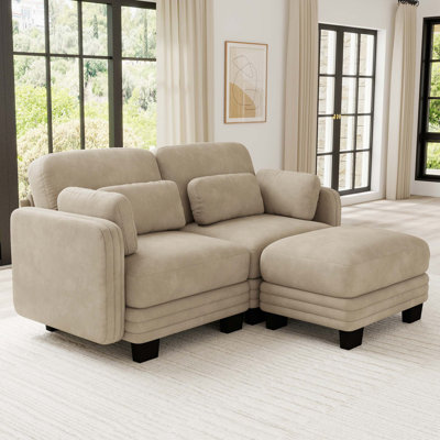 Canapé d'angle modulaire capitonné avec pouf amovible