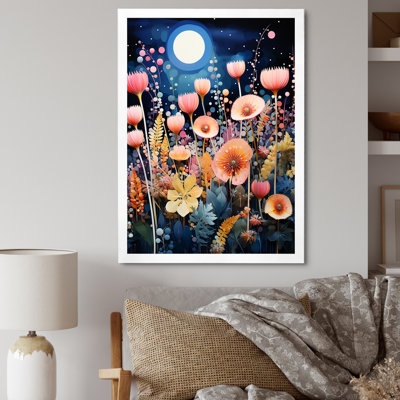 «Galaxy Night Botanical Plants - Flowers», reproduction d'art mural
