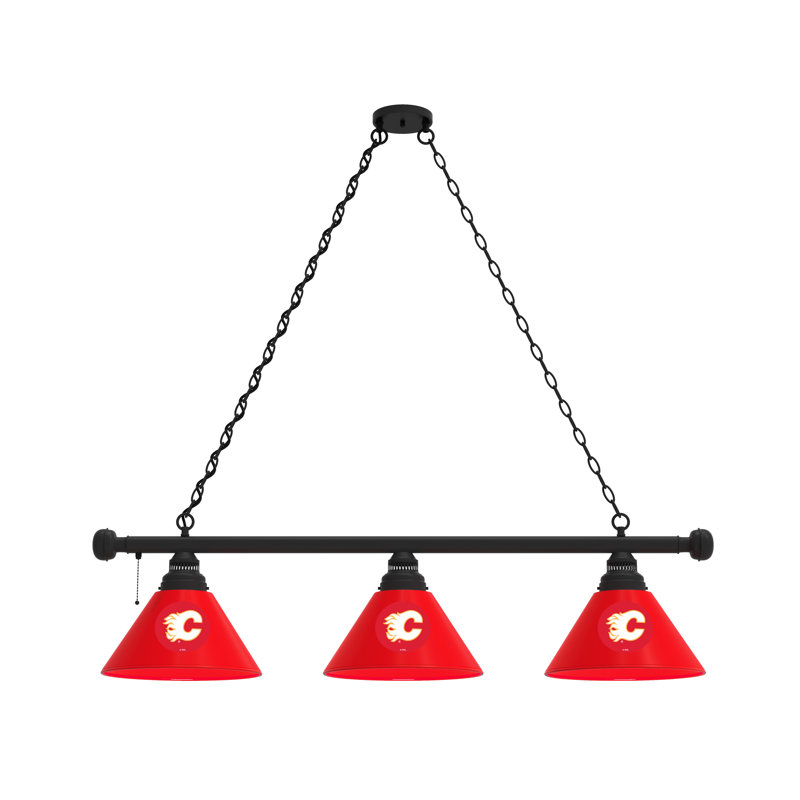 3 - Light Pool Table Lights Pendant, Black, Calgary Flames