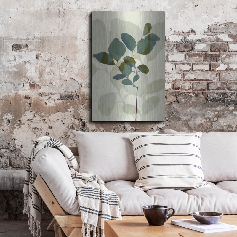 Winston Porter «Green Leaves 7» par Ian Winistanley, art mural en métal, H 36 po x l 24 po
