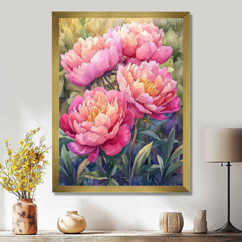 Pivoines dans le potager III - impressions murales florales, H 40 po x l 30 po, Reproduction encadrée sans passe-partout