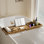 Plateau de panier de bain pour baignoire - Plateau de rangement réglable en bambou pour salle de bain avec porte-savon gratuit adapté au spa de luxe ou à la lecture (noyer)