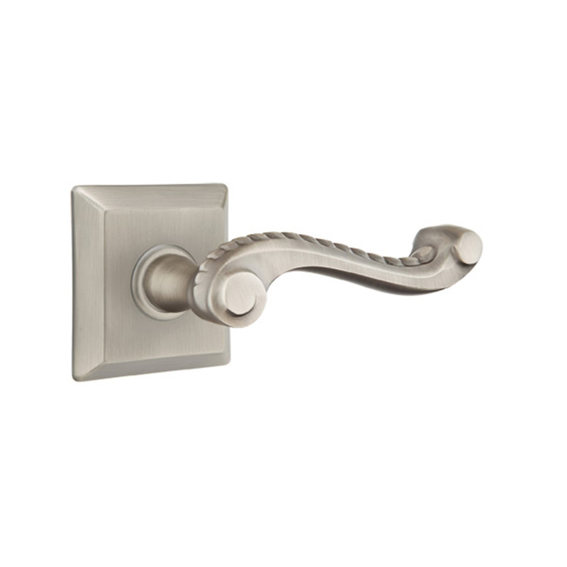 Levier de porte en corde, Droite, Nickel antique, Carrée