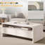 Table basse moderne à 2 tiroirs avec design courbé Dulane, naturel-148504401