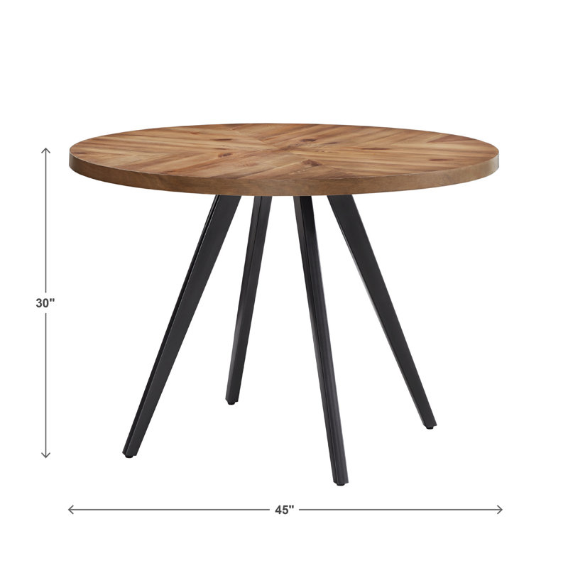 Moeller Pine Round Metal Base Dining Table