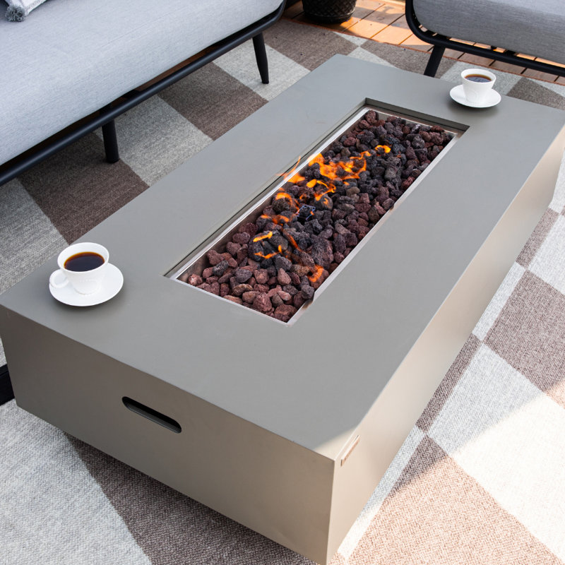 Foyer d'extérieur extérieur en métal 50 po x 26 po avec couvercle en métal, ensemble de conversion au gaz naturel, pierres de lave et couvercle Westwood