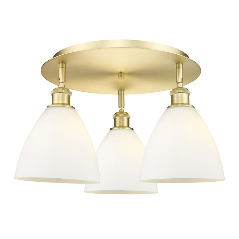 Plafonnier encastré en verre Amenda, Blanc mat, Or satiné